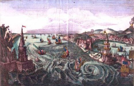 Painting of the Strait of Messina by unknown artist, eighteenth century.