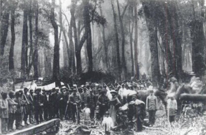 Photo of Chilean troops during the occupation of the Araucanía.