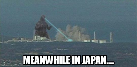 Meme of Godzilla at Fukushima